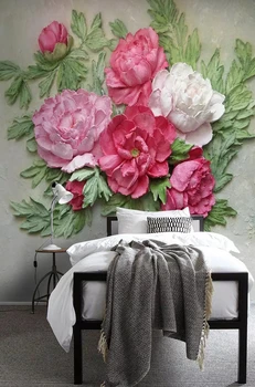 

CJSIR Custom Wallpaper Mural European 3D Embossed Peony Flower Wall Decorative Painting Papel De Parede 3d Wallpaper Decors