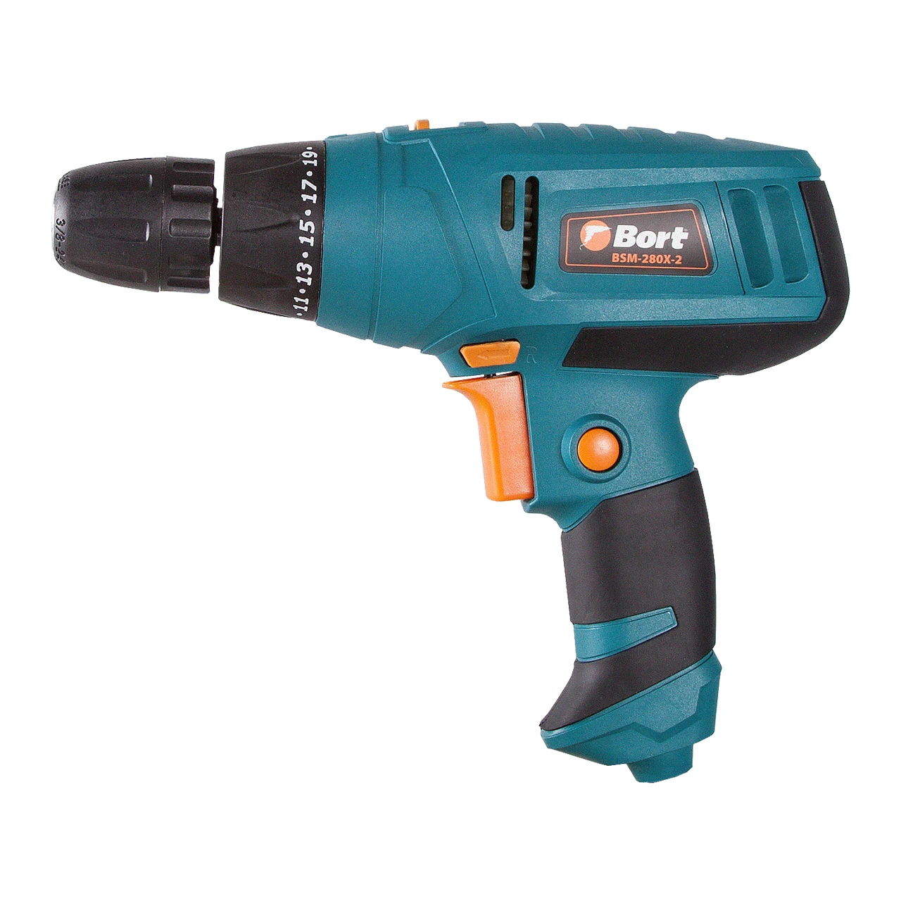 Дрель-шуруповерт электрический Bort BSM-280X-2 (Мощность 280 Вт, 2 скорости 0-300/0-1000 об/мин, макс.крутящий момент 20 Нм, быстрозажимной патрон)