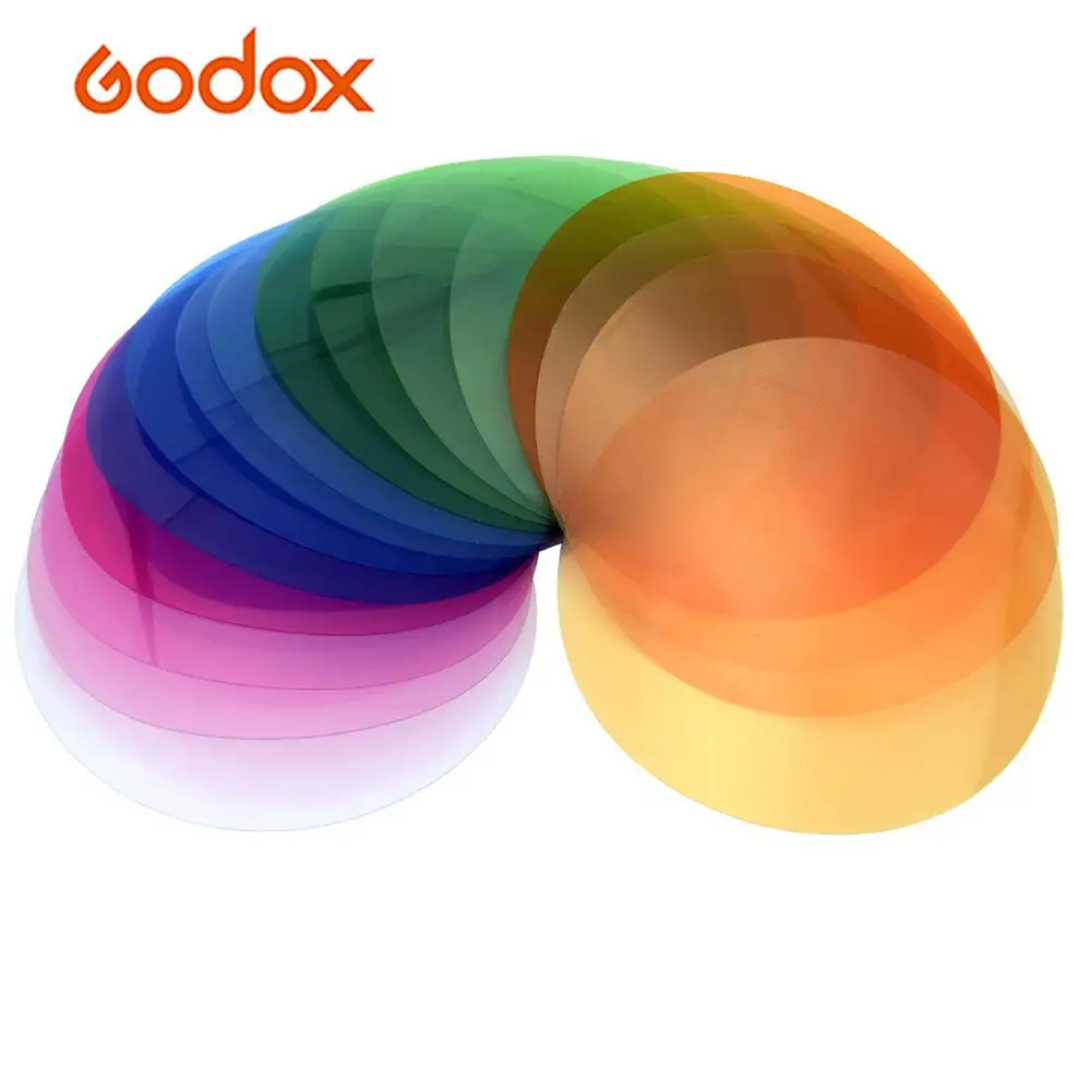 

Godox V-11T/V-11C Color Filters Kit Color Gels Filters 16 Different Color * 2 for Godox V1 Series Camera Round Head Flashes