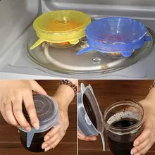 6 шт многоразовые силиконовые крышки для пищевого горшка, крышки для чаши, обертывание, растягивающаяся консервантная пленка AIA99