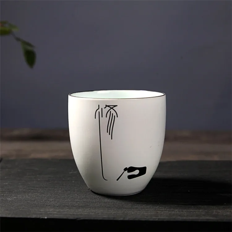 Креативная Матовая Белая Керамическая Пивная чашка китайская культура девиз характер дегустация чайная чашка кофе бокал для красного вина высокая кружка для пива