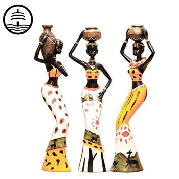 

Ethnic Style Resin African Girl Figure Statue Craftwork Desktop Decor Creative Living Room Bedroom Ornaments A1986