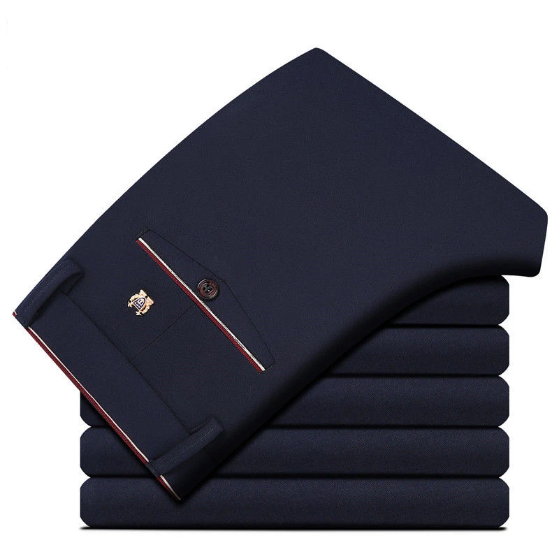 Fashion Suit Pants Mens Elegant Dress Pants Solid Men Leisure Suits Trousers Male Slim Fit Formal Black Blue