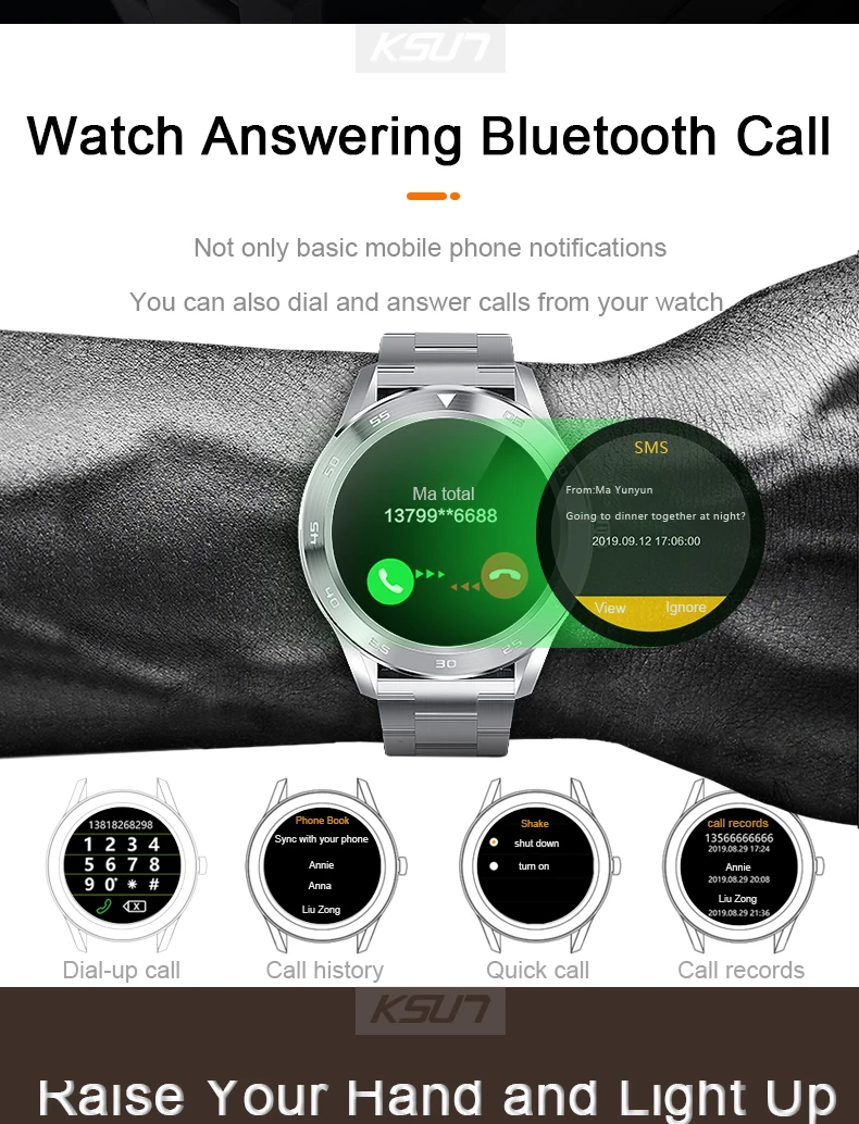 KSUN KSR909 Bluetooth телефонный браслет с монитором сердечного ритма ЭКГ кровяное давление IP68 фитнес-трекер Wrisatband Смарт-часы