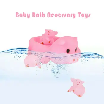

2019 New Arrival Kids Fun Mummy Pink Pig Toys Family Squeaky Bath Toys - Suitable From Birth Bathrom Kids Toy Funny