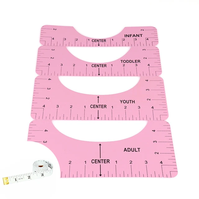 5Pcs/set T Shirt Ruler Guide for Applying and Sublimation Guide Cloth Design T Shirt Measurement Ruler DIY Draft Tools Template 