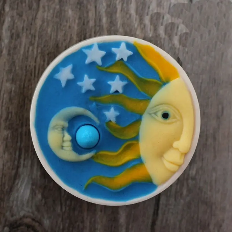 Sun and Moon Handmade Soap Silicone Mold DIY Baking Cake Fondant Decoration Epoxy Mould T4MD