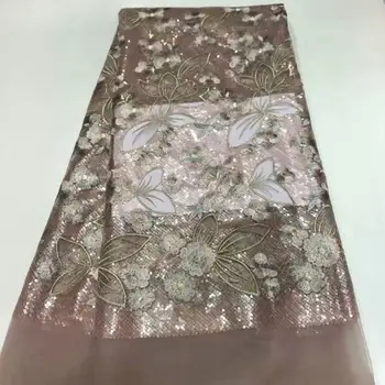 

Double color Sequins Net Lace Fabric 2020 High Quality African Mesh Wedding Bride Dress Sewing Sequined Embroidered Material