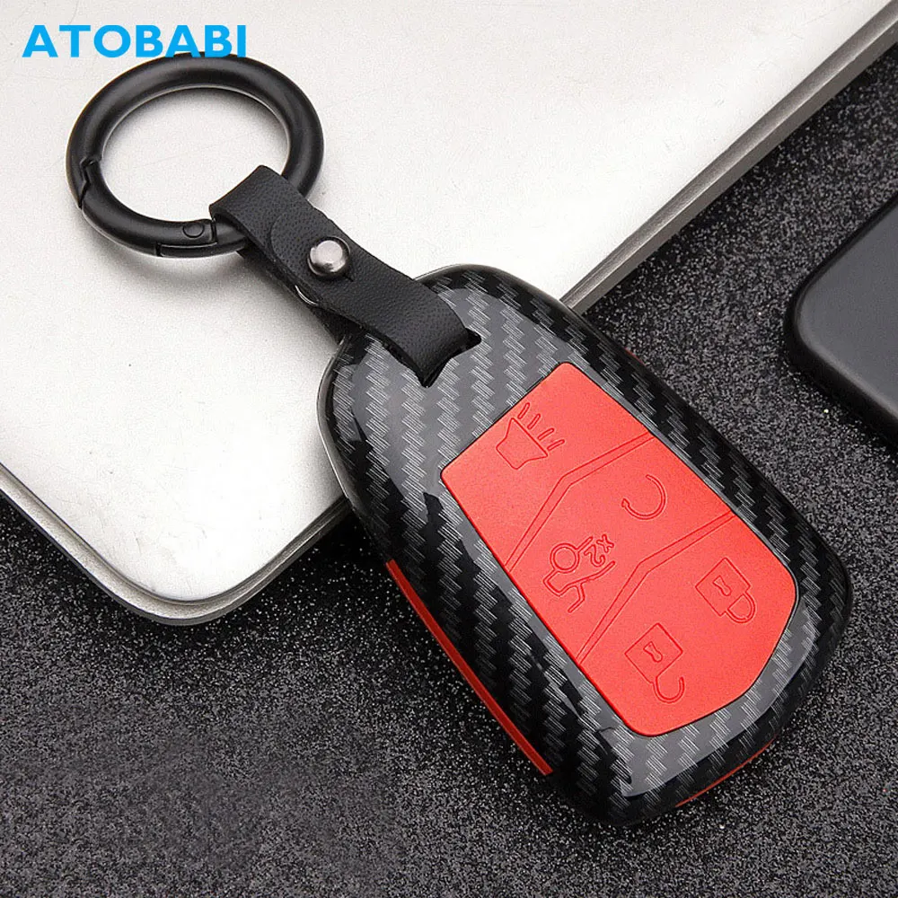 

Carbon Car Key Case For Cadillac ATS CTS CT6 SRX XTS XT4 XT5 4/5 Buttons Keychain Key Bag Smart Keyless Remote Control Fob Cover