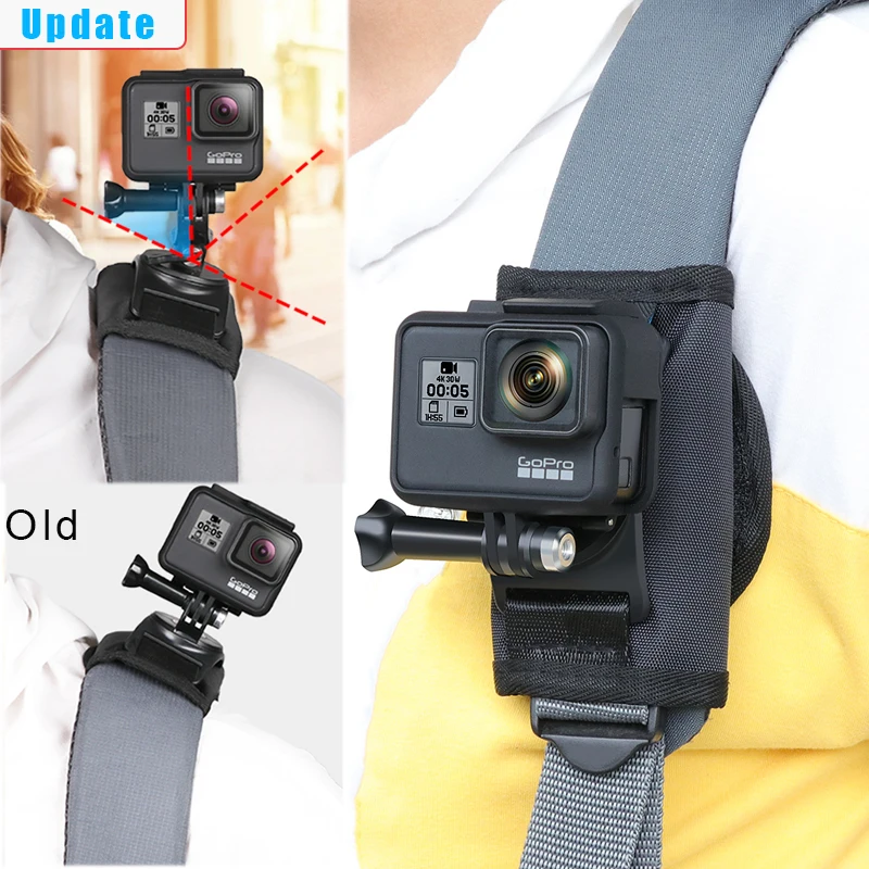 360 Degree Rotation Backpack Shoulder Strap Belt Mount for GoPro Hero 10 9  8 7 6