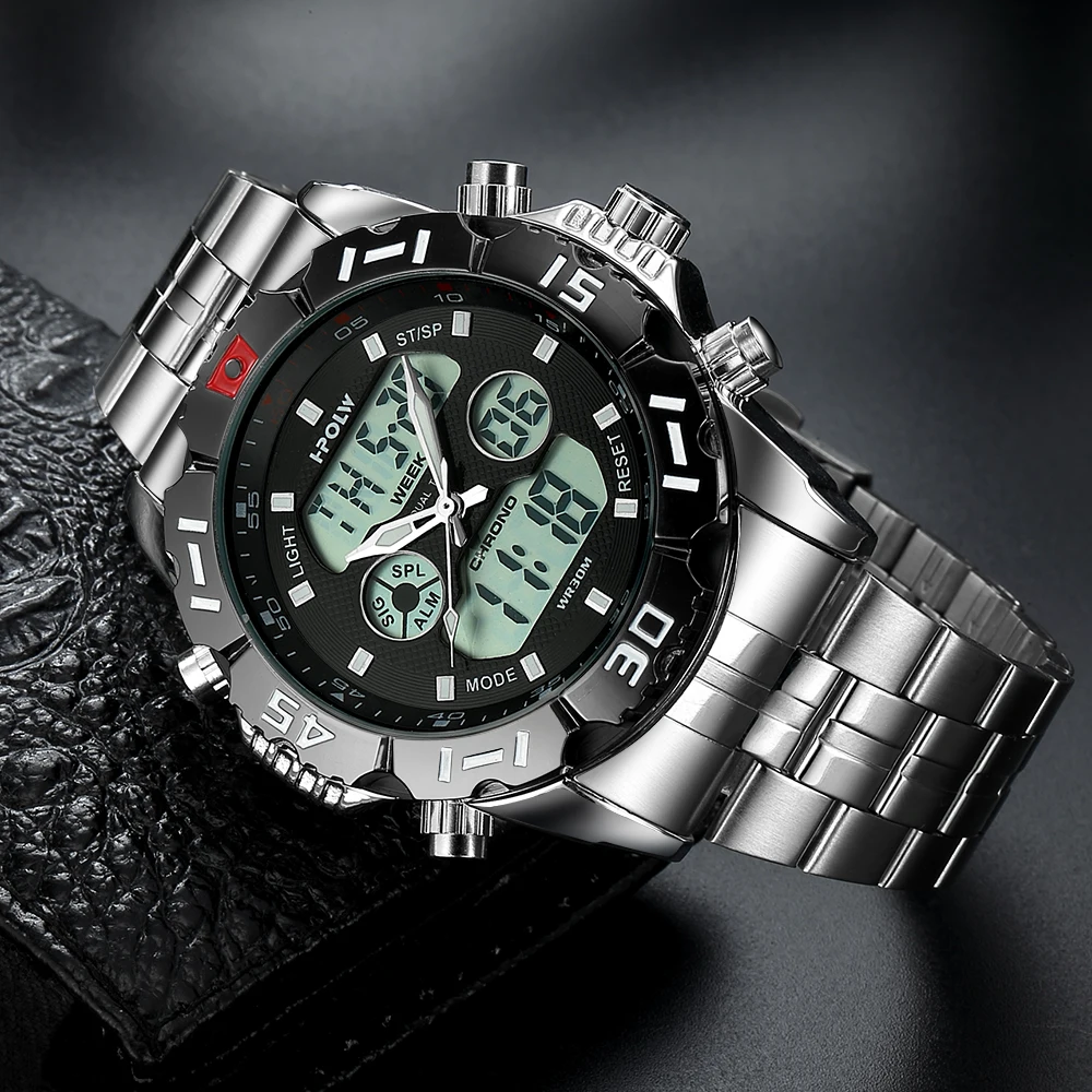 Montre homme Sports LED Horloge à quartz numérique