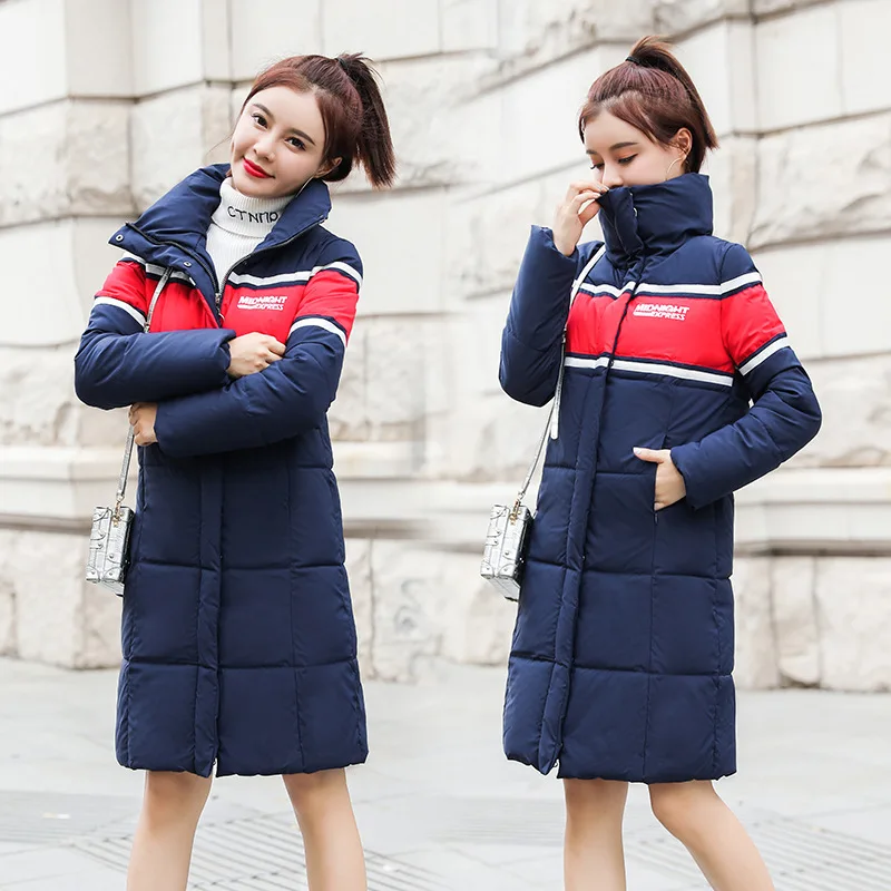 

2019 Winter New Style Mid-length Stand Collar Korean-style Slim Fit down Jacket Cotton-padded Clothes Women's Warm Cotton-padded