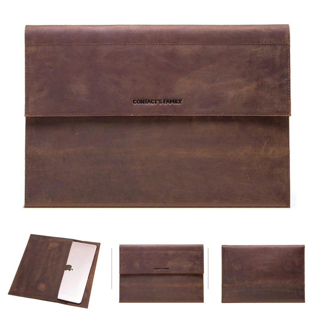 Сумка для ноутбука Macbook 12 дюймов универсальная сумка для ноутбука Ретро Натуральная кожа флип ноутбук рукав с магнитной пряжкой сумка