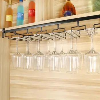 

4/5/6/7 Rows Wine Glasses Hanger Iron Craft Wine Cup Shelf Goblet Holder Frame Hanging Upside Down Wine Cup Rack Display Shelf