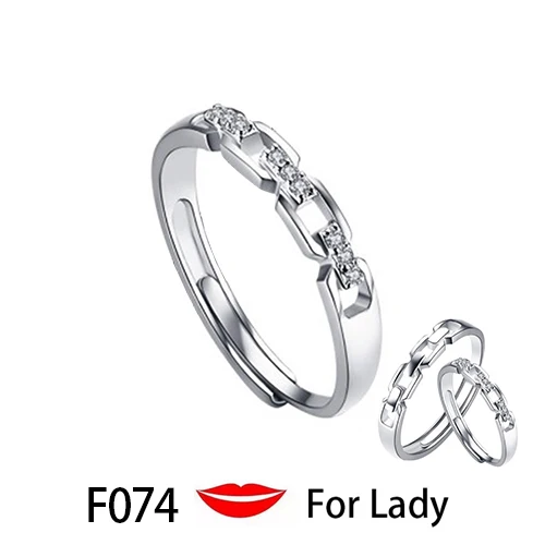 F074 Woman Модный набор колец Huitan, символ любви, с буквой, его королева и ее король, выгравированное обручальное кольцо для женщин и мужчин, кольца на палец - Цвет основного камня: F074 Woman