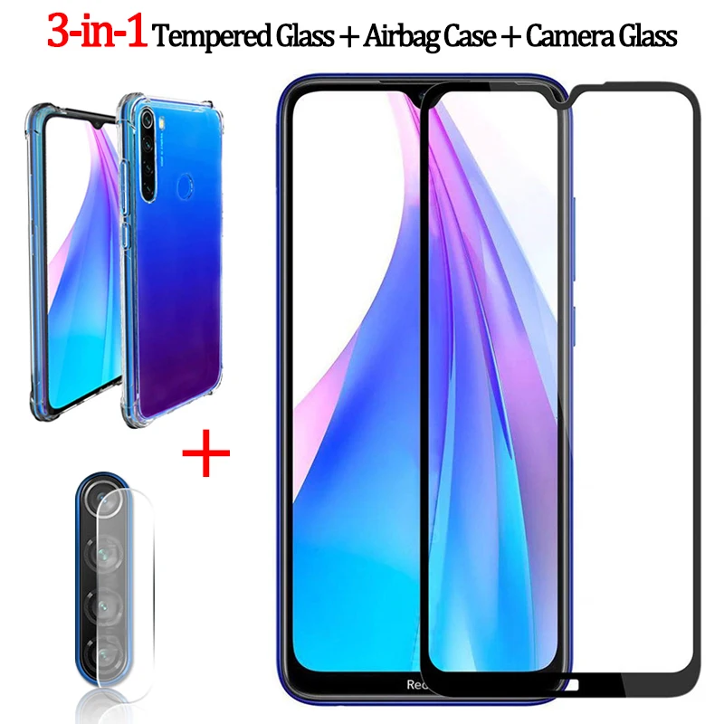 3-в-1 камера стекло защитное+Airbag case Redmi Note 8 T защитное стекло на Redmi Note 8Pro Xiaomi-Note8 Redmi 8T glass чехол редми нот 8т бампер чехол на редми 8 т ксиоми редми нот 8 про чехлы сяоми редми ноут 8 стекло - Цвет: 3-in-1