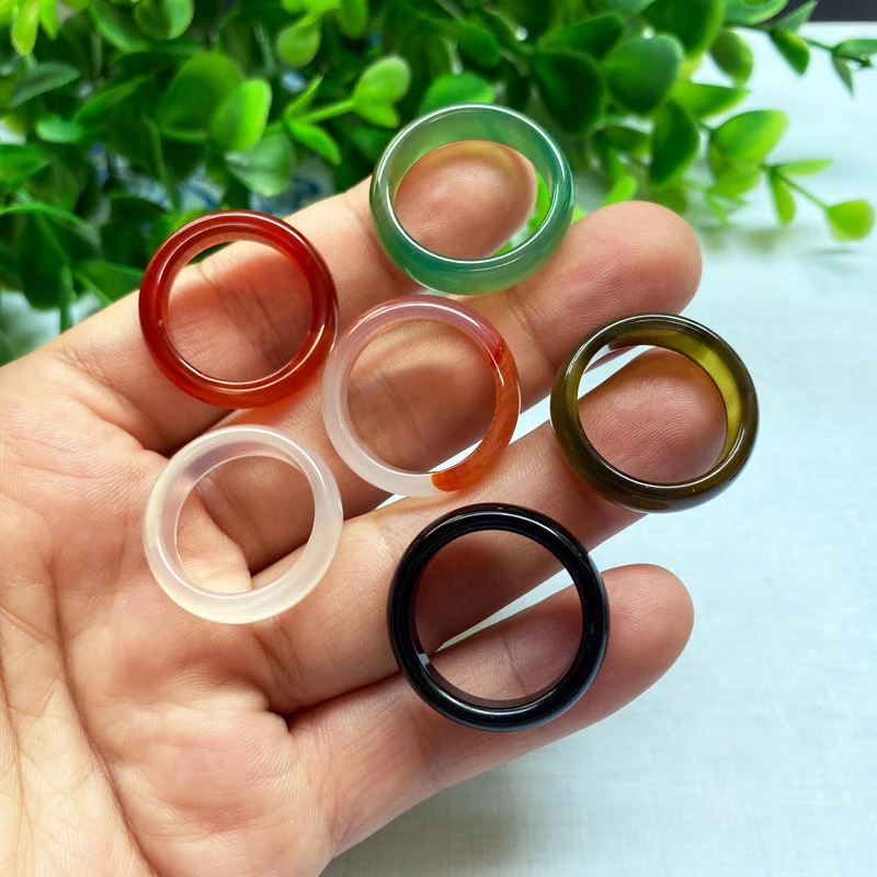 Finger Rings 1Pcs for Women Natural Stone Jades Agates Rings Charm Real Stone Jewelry Gift for Girlfriend Diameter 18mm finger rings womens ring jewelry rings ring jewelry