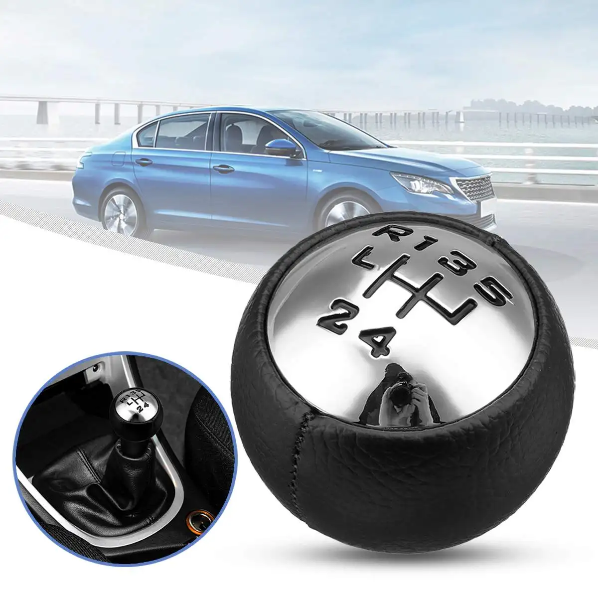5 Speed Gear Shift Knob Head Shifter Lever Handball For Peugeot 307 308