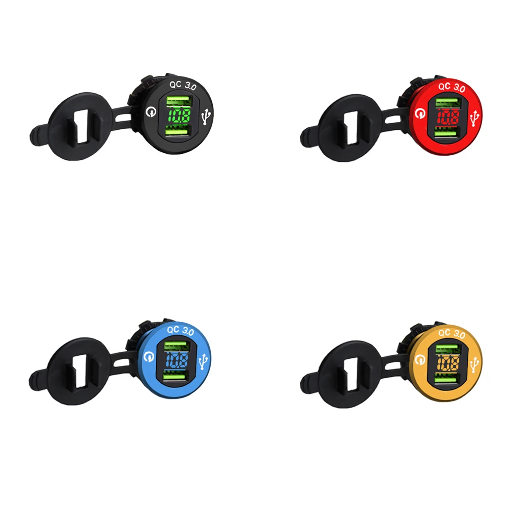 

12V-24V Dual USB Car Charger QC3.0 Fast Charging Socket Adapter Car Motorcycle Waterproof USB Socket Charger
