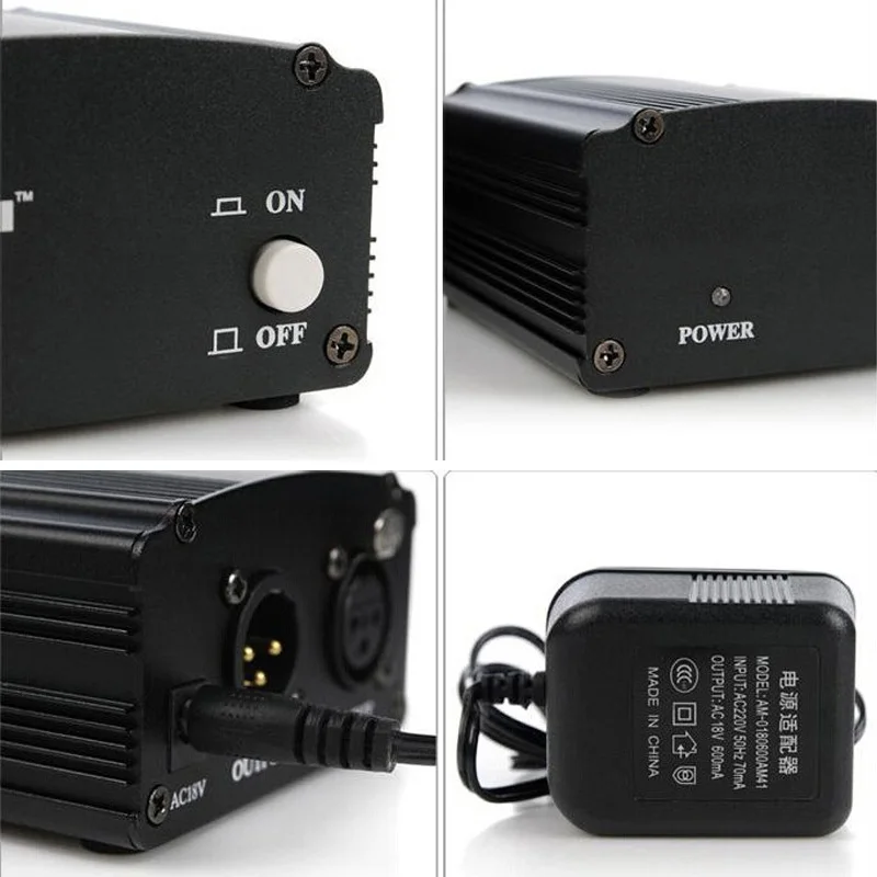 48V фантомный источник питания с адаптером и XLR аудио кабелем для любого конденсаторного микрофона музыкального записывающего оборудования US Plug OD889