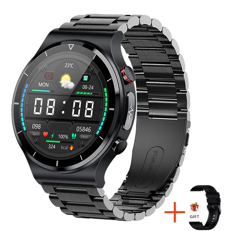 ECG PPG Smart Watch Men Body Temperature Wireless Charger Smartwatch Blood Pressure Oxygen Sport Fitness Tracker for Android Ios 