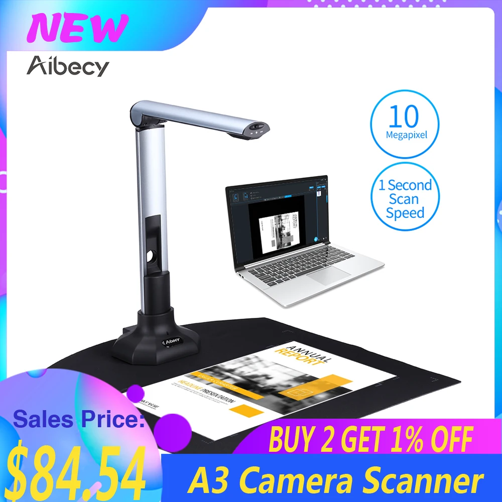 Aibecy Portable BK52 Book Scanner Document Camera Scanner Capture Size A3 HD 10 Mega-pixels USB 2.0 документ-камера Book