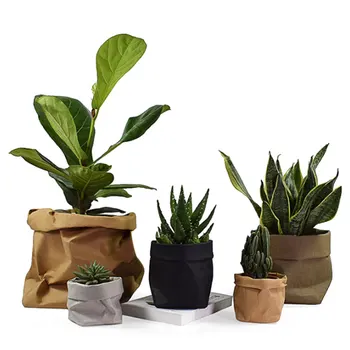 

Washable Kraft Paper Bag Garden Plant Flowers Pots Multifunction Storage Bag Containers Home Decoration Kitchen Organizer