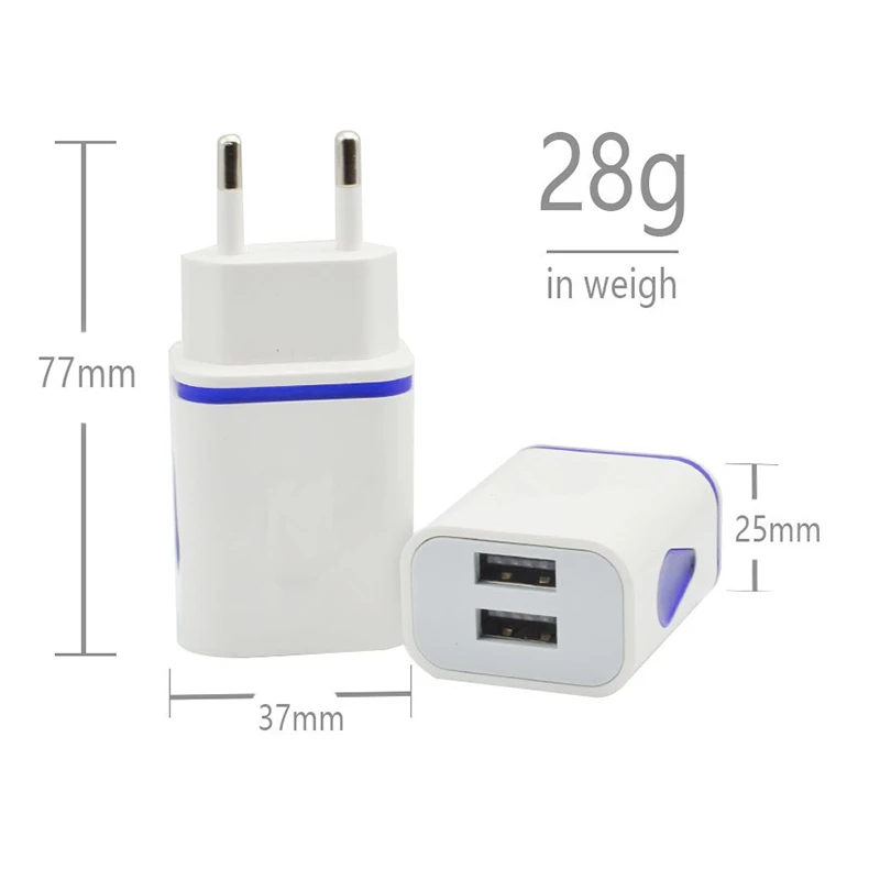 Двойной USB телефон зарядное устройство светодиодный Универсальный Быстрый адаптер для зарядки для Xiaomi samsung Nokia зарядное устройство для андроида ЕС/США