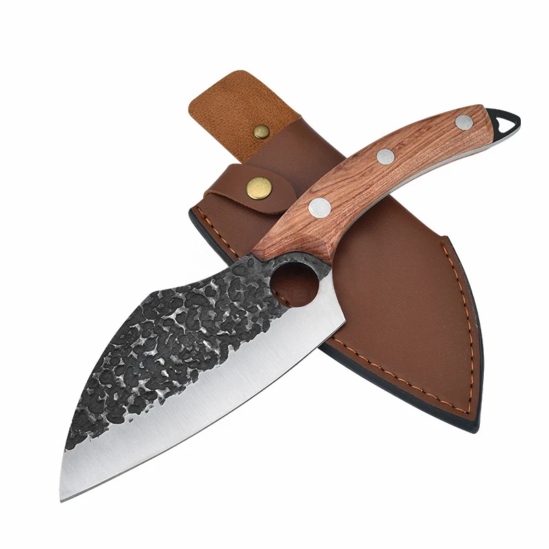 Outdoor Bbq Cleaver Knife Carbon Steel Meat Chef Boning Knife With