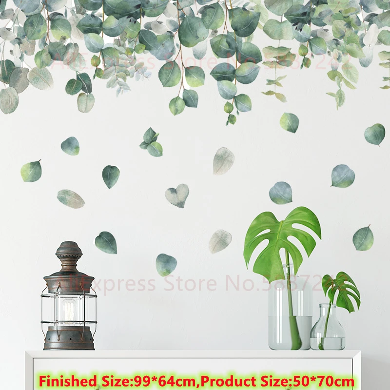 nursery wall stickers Tropical Green Plants Wall Stickers For Bedroom Bathroom Living Room Decoration Vinyl Wallpaper Leaves Potted Poster Mural Decal rainbow wall stickers Wall Stickers