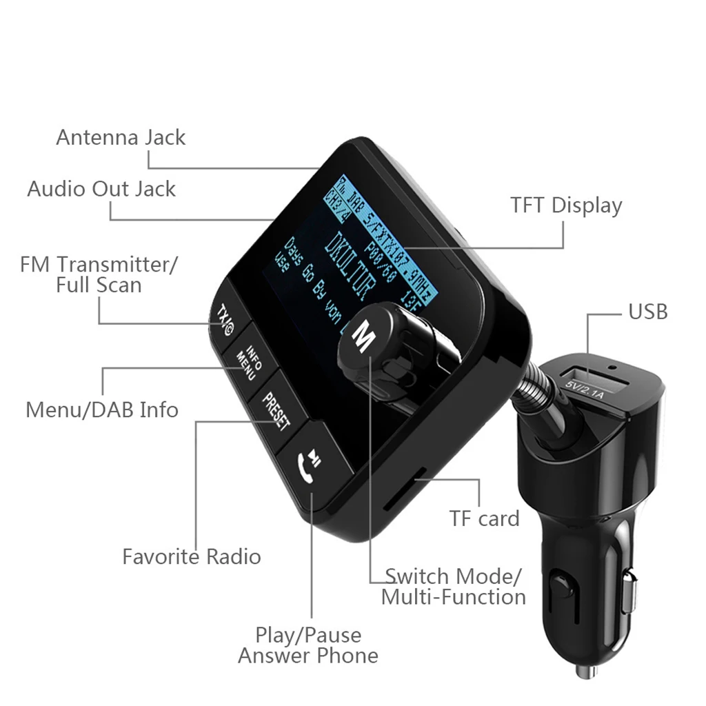 В автомобиле DAB+ цифровой радио адаптер fm-передатчик музыкальный Bluetooth приемник