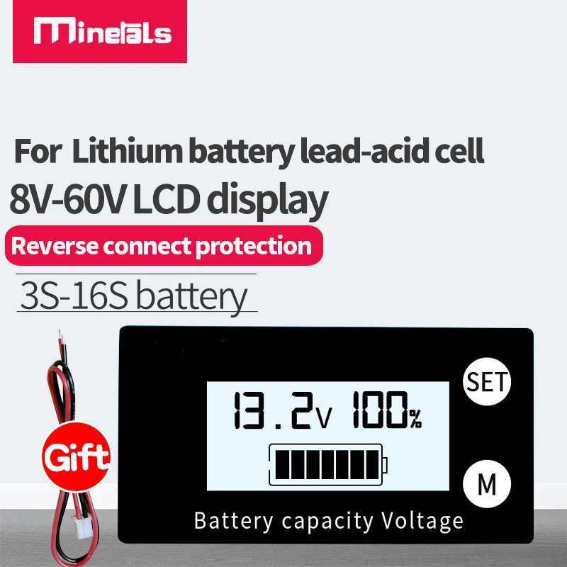 Battery Capacity Indicator DC 8V-60V Lead Acid Lithium LiFePO4 Car Motorcycle Voltmeter Voltage Gauge 12V 24V 48V | Электроника