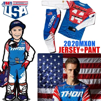 

2020 MXON USA Team Motocross Jersey and Pants MX Riding Gear set Combo mtb ATV Off Road motorbike clothing enduro Racing Suit