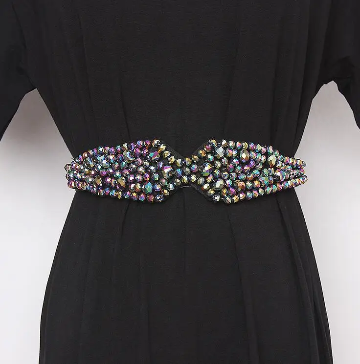 Женские Подиумные модные blingbling Стразы с бисером широкие пояса женское платье Корсеты Пояс Ремни украшения широкий пояс R2426 - Цвет: picture
