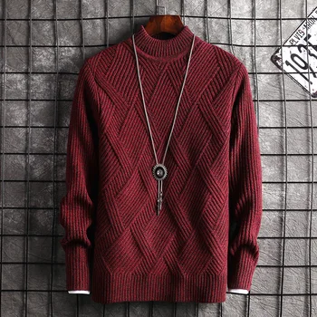 

Mens Sweaters Wine Red Grey Youth Long Sleeve Casual Men Sweater O-Neck Pullovers New Fashion