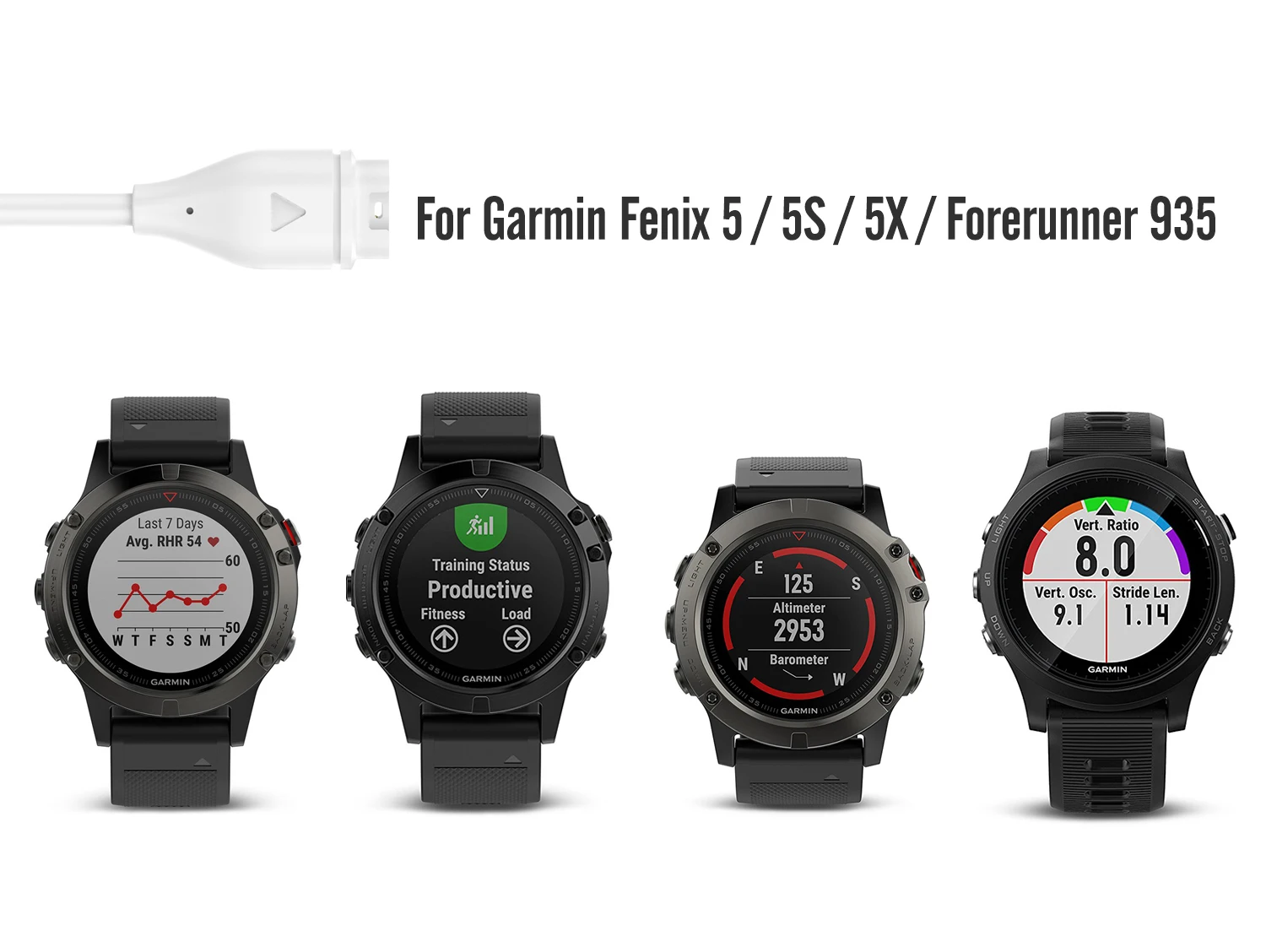 Зарядное устройство MoKo для Garmin vivoactive 3/Fenix 5/5 Plus/5s/5s Plus/5X/5X Plus/Forerunner 935/Instinct/Quatix 5/Quatix 5 Sapphire