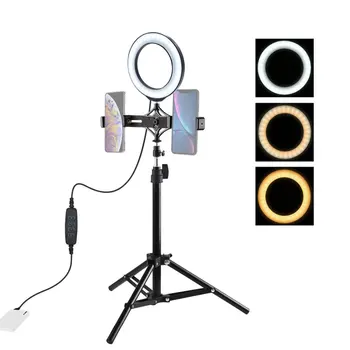 

PULUZ PKT3037 6.2 Inch USB Video Ring Light with 70cm Tripod Light Stand Dual Phone Clip for Tik Tok Youtube Live Streaming