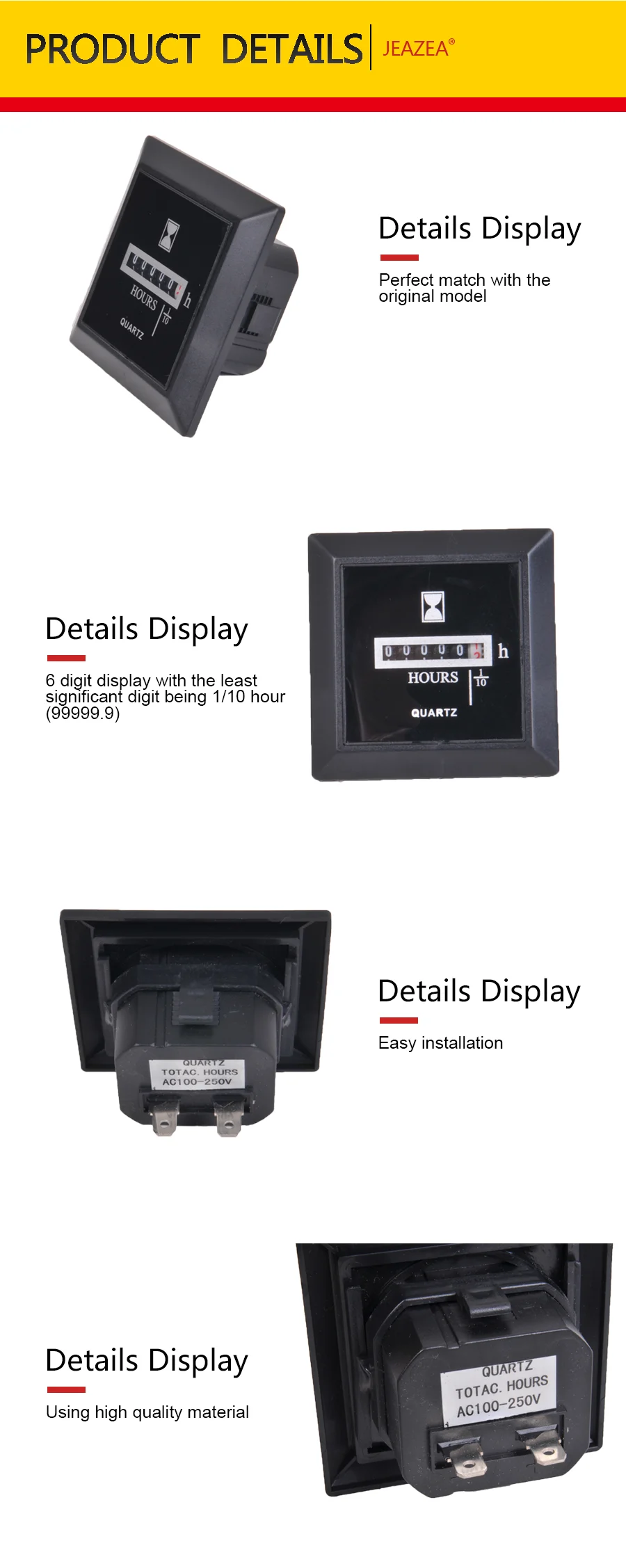 JEAZEA 50 60 HZ AC 100-250V круглый механический счетчик часов Счетчик Таймер с индикатором освещения генератор Двигатель