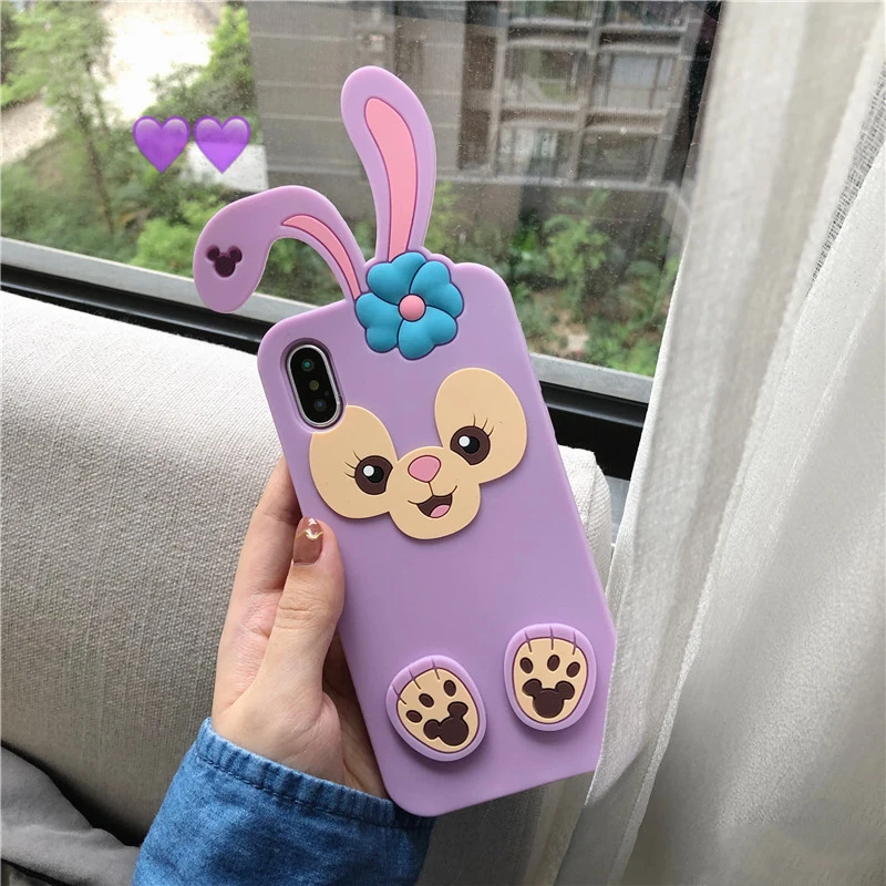 Purple Rabbit Милый силиконовый чехол для iPhone 5, 5S, 6, 6s Plus, 7, 8, X, XR, XS, 11 Pro Max, SE, чехол, панда, медведь, кошка, утка, свинья, милый чехол для телефона - Цвет: Purple Rabbit