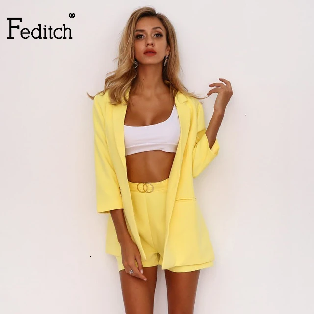 Feditch осенне-зимнее красное повседневное Клубное платье-футляр трапециевидной формы с глубоким v-образным вырезом и поясом, модные вечерние уличные платья - Цвет: Цвет: желтый