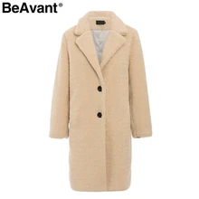 BeAvant элегантное женское пальто с мехом ягненка осень зима пуговицы женские теплые пальто Плюс Размер карманы офисные женские длинные пальто
