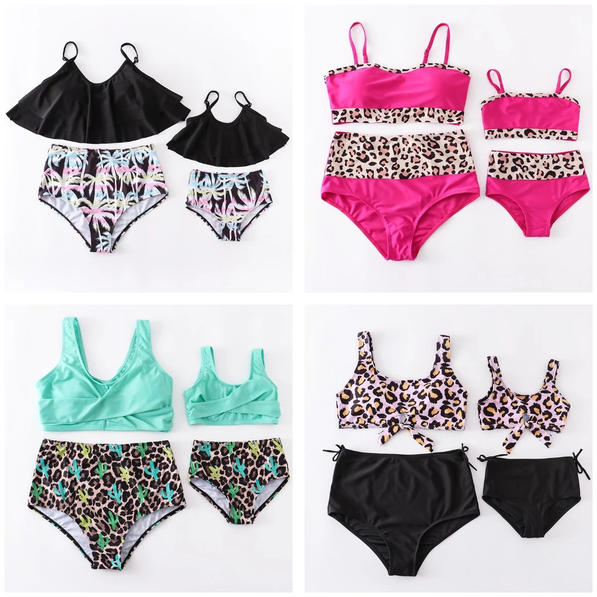 Girlymax Summer Baby Girls Children Clothes Mommy & Me Stripe Floral Leopard Swimsuit Bikini Boutique Set Kids Clothing