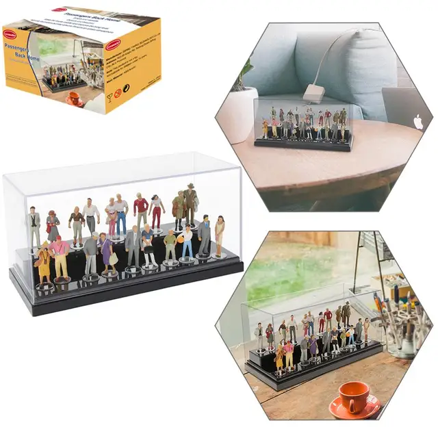 20pcs All Standing O Scale 1:43 Painted Figures Passengers Back Home Desktop Decor Acrylic Display Case P4307T