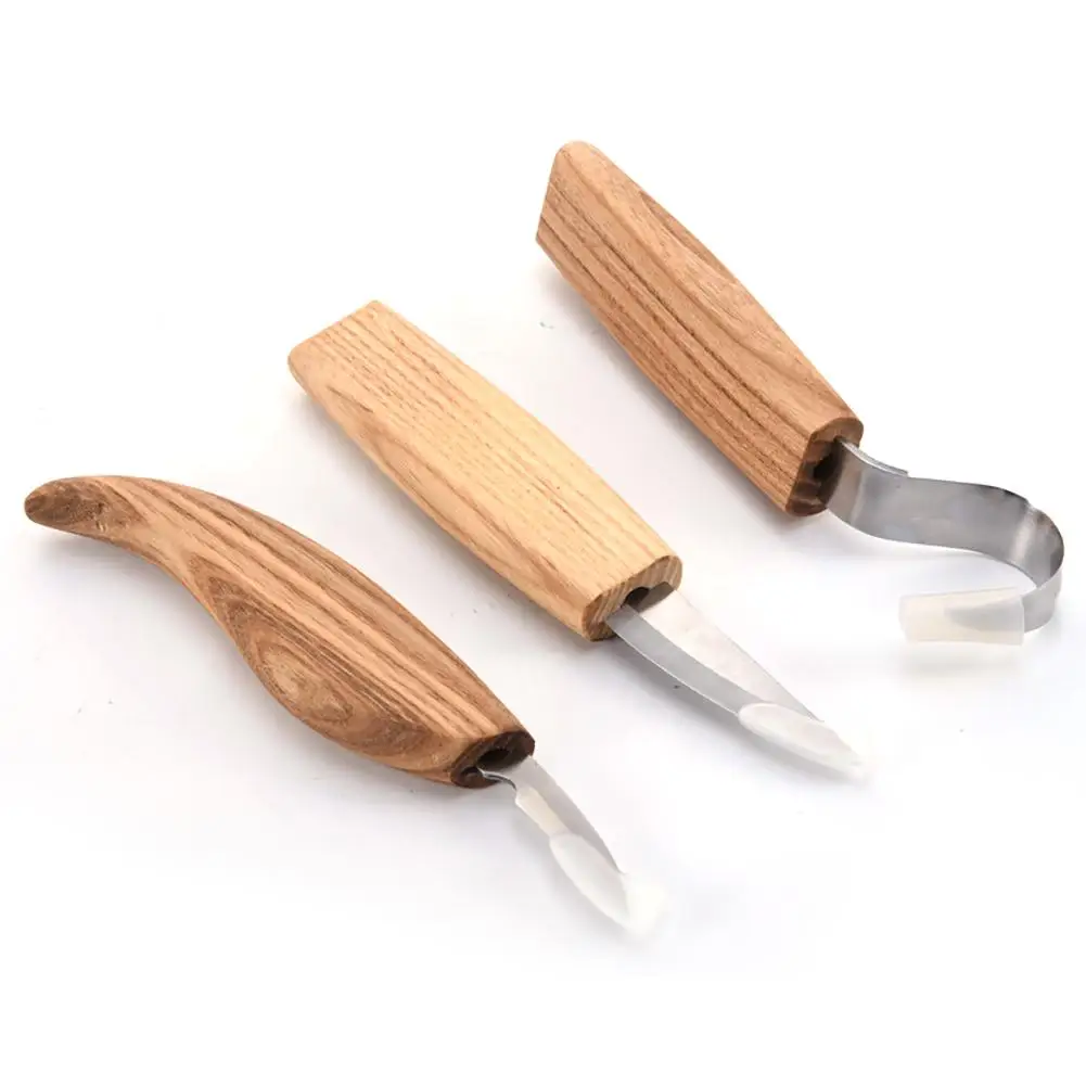 

3pcs Wood Carving Set Knife Chisel Woodworking Cutter Woodcarving Cutter HandTool High Strength Hooked Whittling Cutter