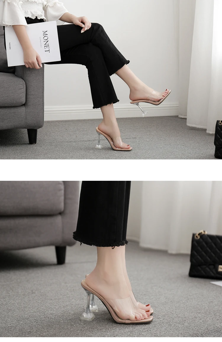 Eilyken/оранжевые и Серебристые тапочки из ПВХ-желе с открытым носком на высоком каблуке; женские прозрачные тапочки из плексигласа; прозрачные Босоножки на каблуке; размер 42