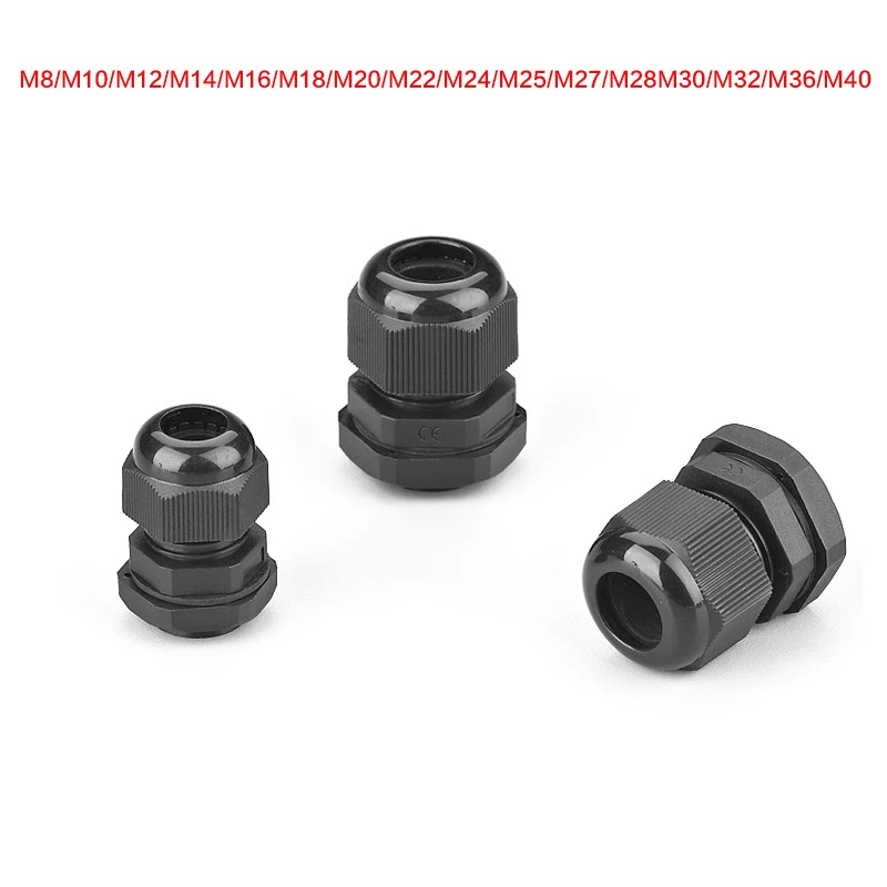 10PCS Pastic กันน้ําไฟฟ้า CABLE GLAND สายไนลอน ENTRY M8/M10/M12/M16/M20 /M25/M32/M36/M40 สาย PASS สายเชื่อมต่อสายไฟ 1