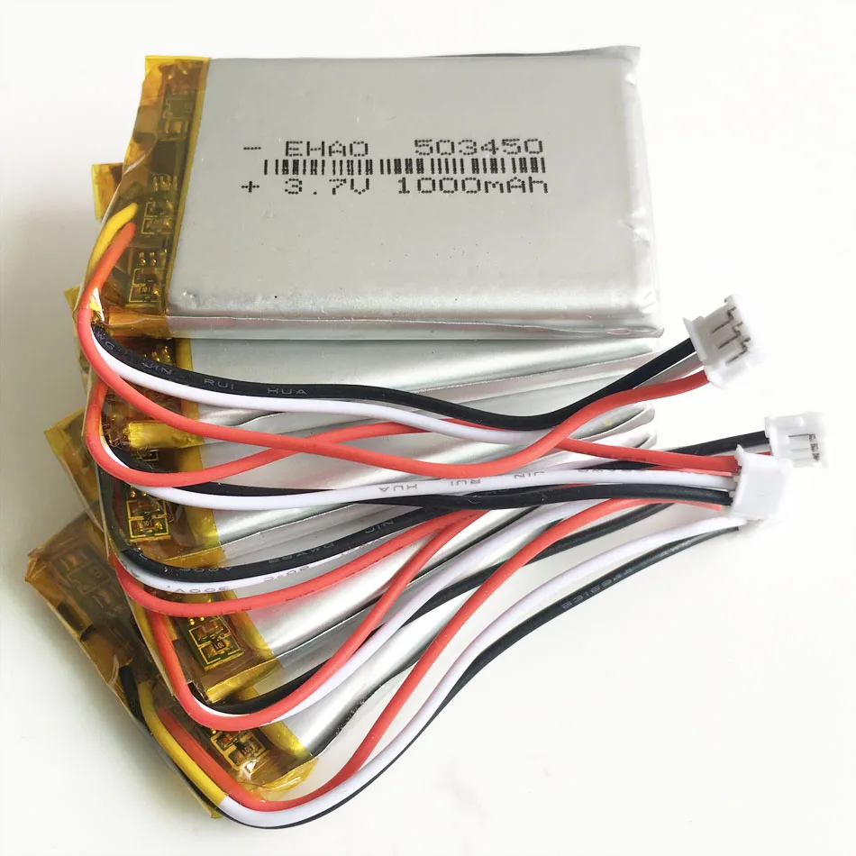 3.7V 1000mAh Lithium Polymer LiPo Rechargeable Battery 503450 JST