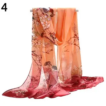 

Fashion Women Long Chiffon Stole Scrawl Flower Printed Soft Sun Block Scarf