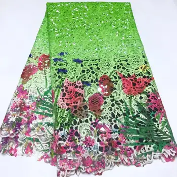 

Free shipping! high quality guipure Lace /nigerian lace fabrics/water soluble african lace fabric for wedding dress 5yards green