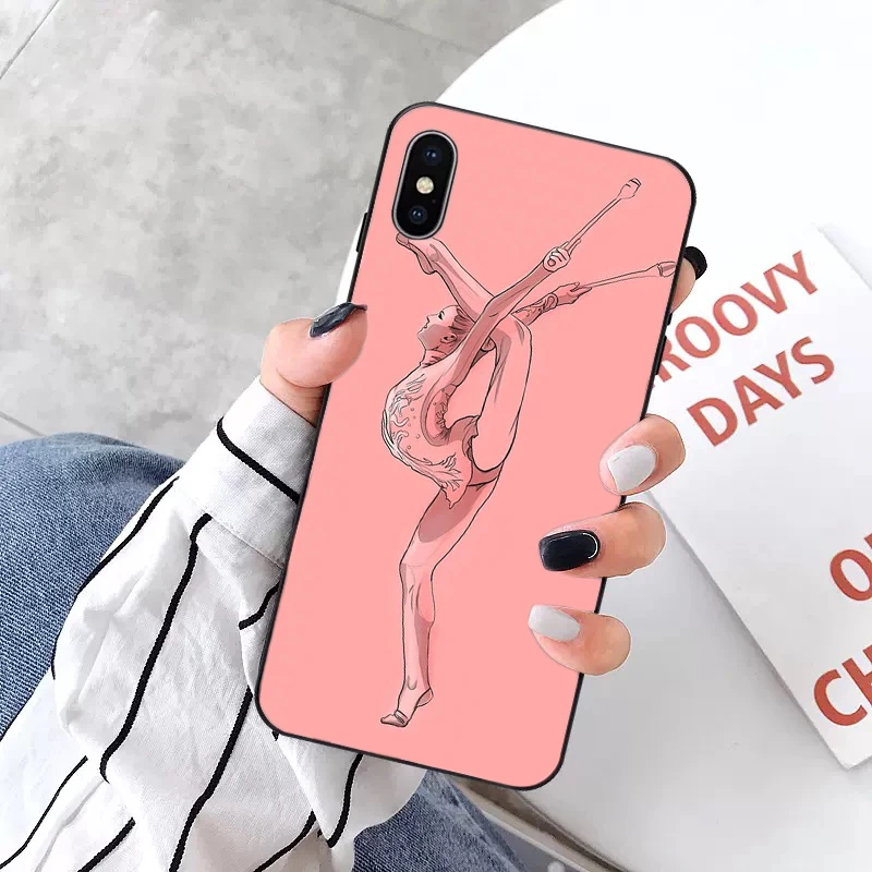 A2 Love Gymnastics silhouette sports Black Cell Phone Case for Apple iPhone 8 7 6 6S Plus X XS MAX 5 5S SE XR 11pro max - Цвет: A2
